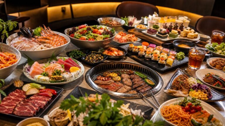 Bàn buffet nhiều món phù hợp đi nhóm ở TP.HCM