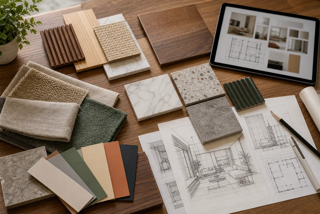 Portfolio và moodboard vật liệu thiết kế nội thất