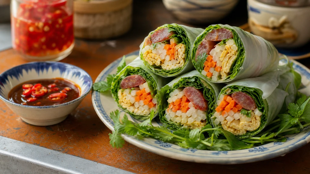 Bò bía món cuốn ăn vặt Sài Gòn