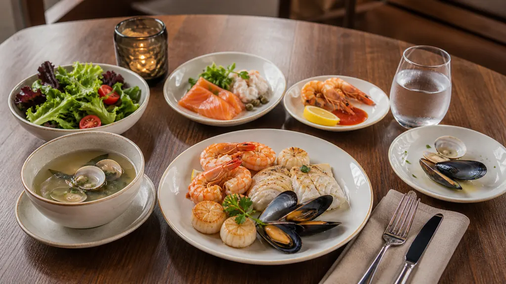 Bàn buffet hải sản gọn gàng sau khi chọn món có kế hoạch