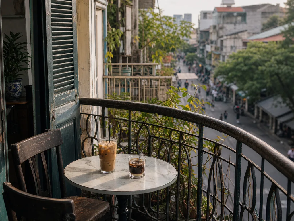 Cafe ban công ở Sài Gòn nhìn xuống phố đi bộ