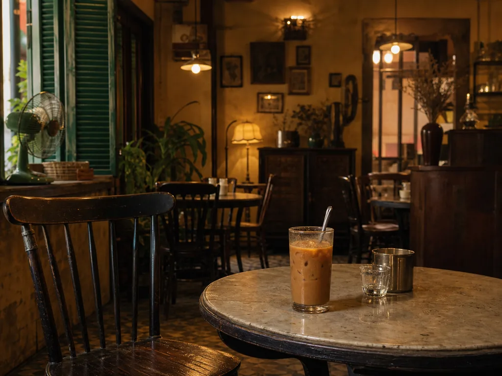 Quán cafe hoài niệm Sài Gòn với ánh đèn vàng