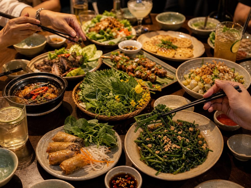 Bàn ăn gia đình ấm cúng tại TP.HCM